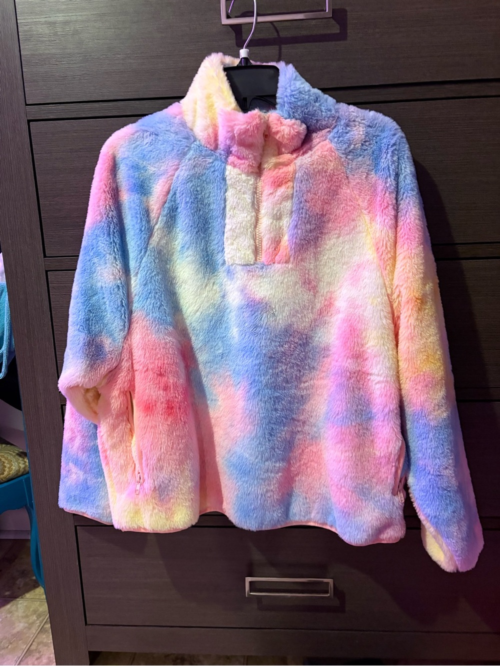Kids Plush Rainbow Pullover Jacket - Multicolor